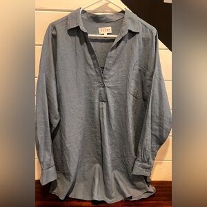 Risen Los Angeles Casual Chic Linen blend, sz S, Blue Tunic. Like new.